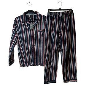 Men's  or Boy’s New Striped Pajama Set - Navy and Red sized as medium